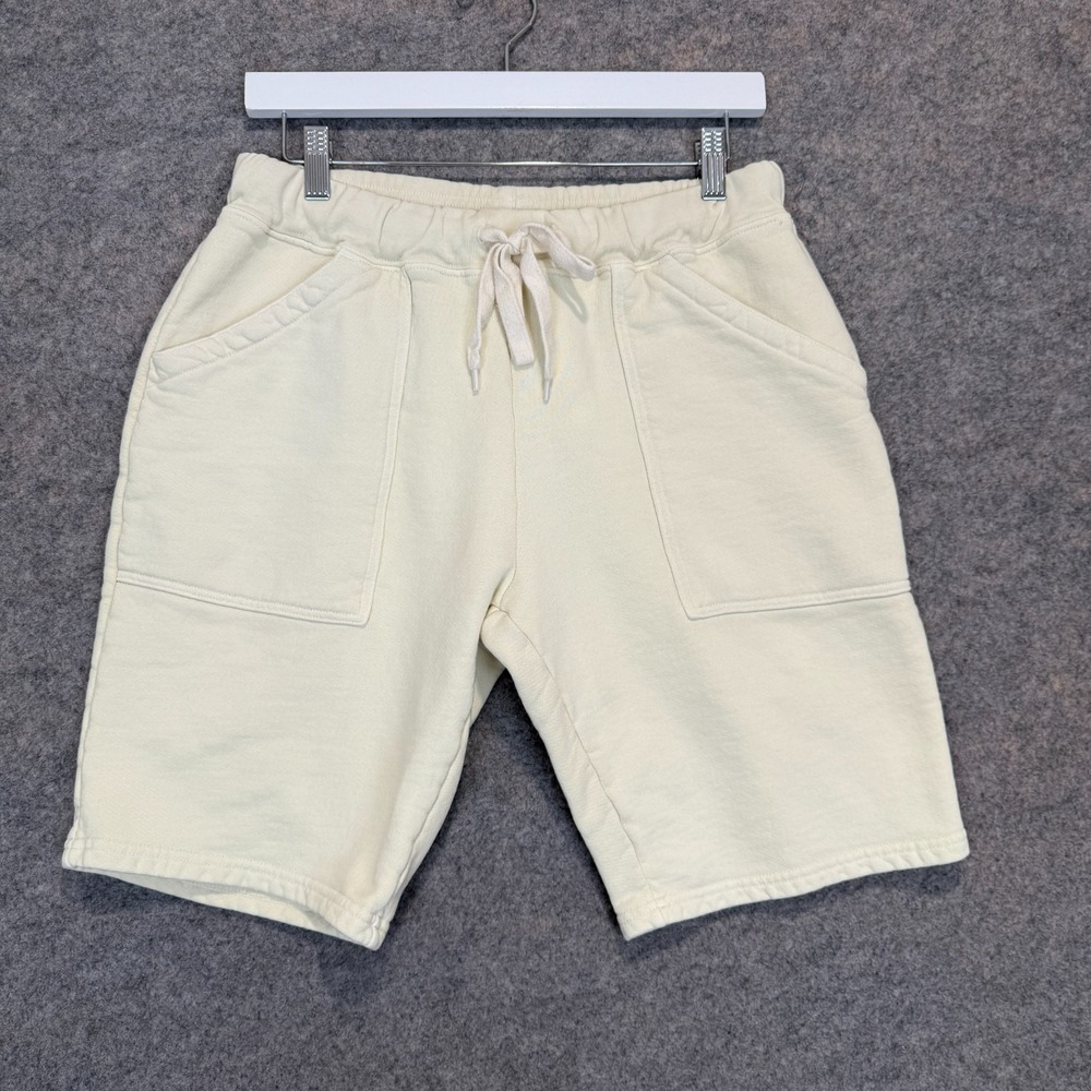 Velva Sheen Mid Weight Army Gym Shorts Adult Large French Terry Cream 9" Inseam